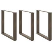 vidaXL Matbordsben U-formade 3 st naturstål 90x(72-73) cm stål