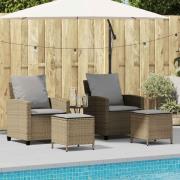 vidaXL Soffgrupp för trädgård med dynor 4 delar beige konstrotting