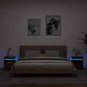 vidaXL Sängbord med LED-belysning 2 st brun ek 40x39x48,5 cm