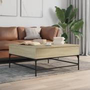 vidaXL Soffbord sonoma-ek 95x95x45 cm konstruerat trä och järn