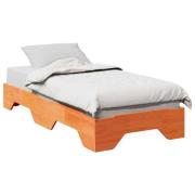 vidaXL Sängram utan madrass stapelbar vaxbrun 90x190 cm massivt trä