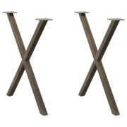 vidaXL Matbordsben X-formade 2 st naturstål 80x(72-73) cm stål