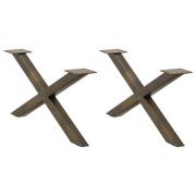 vidaXL Soffbordsben X-formade 2 st naturstål 70x(30-31) cm stål