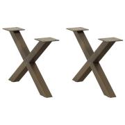 vidaXL Soffbordsben X-formade 2 st naturstål 60x(30-31) cm stål