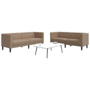 vidaXL Soffgrupp chesterfield 2 delar cappuccino konstläder