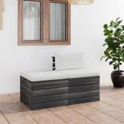 vidaXL Pallsoffgrupp med dynor 2 delar massiv furu