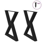 vidaXL Matbordsben 2 st svarta 80x(72-73,3) cm stål