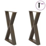 vidaXL Matbordsben 2 st naturstål 60x(72-73,3) cm stål