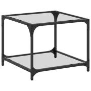 vidaXL Soffbord med transparent glasskiva 50x50x40 cm stål