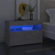vidaXL Sängbord med LED-belysning betonggrå 60x35x40 cm