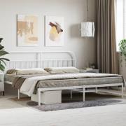 vidaXL Sängram med huvudgavel metall vit 200x200 cm