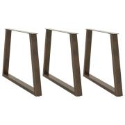 vidaXL Matbordsben V-formade 3 st naturstål 100x(72-73,3) cm stål