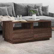 vidaXL Soffbord med LED brun ek 90x49x40 cm