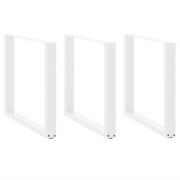 vidaXL Matbordsben U-formade 3 st vita 90x(72-73) cm stål