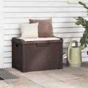 vidaXL Dnybox med sittdyna brun 125 l PP