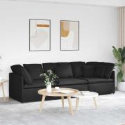 vidaXL Modulsoffa med dynor i tyg svart
