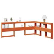 vidaXL Bokhylla sänggavel L-formad vaxbrun 135 cm massiv furu