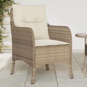 vidaXL Trädgårdsstolar med dynor 2 st beige konstrotting
