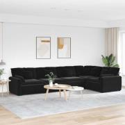 vidaXL Modulsoffa med kuddar sammet svart