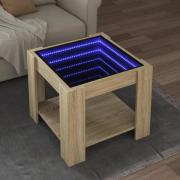 vidaXL Soffbord med LEDs sonoma-ek 53x53x45 cm konstruerat trä