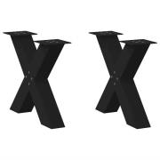 vidaXL Soffbordsben X-formade 2 st svarta 60x(42-43) cm stål