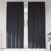vidaXL Mörkläggande Gardiner med Top Tape 2 st Mörkgrå Sammet