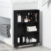 vidaXL Smal Förvaringsvagn Svart Ek 48x13x68 cm Konstruerat Trä