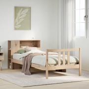 vidaXL Säng med bokhylla utan madrass 90x190cm massiv furu