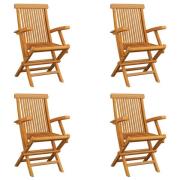 vidaXL Hopfällbara trädgårdsstolar 4 st massiv teak