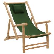 vidaXL Solstol bambu och kanvas grön