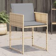 vidaXL Trädgårdsstolar med dynor 4 st blandad beige konstrotting