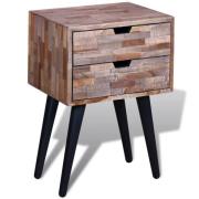 vidaXL Sängbord med 2 lådor massiv återvunnen teak