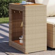 vidaXL Trädgårdsbord med träskiva beige 60x40x75 cm konstrotting