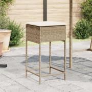 vidaXL Barstolar för trädgården med dynor 2 st beige konstrotting