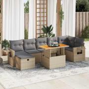 vidaXL Soffgrupp för trädgården med dynor 5 delar beige konstrotting