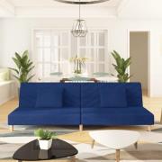 vidaXL Bäddsoffa 2-sits med två kuddar blå tyg