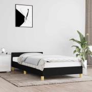 vidaXL Sängram med huvudgavel utan madrass svart 90x190 cm tyg