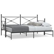 vidaXL Dagbädd med rull utan madrass svart 90x190 cm stål