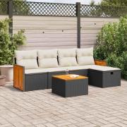 vidaXL Loungegrupp med dynor 6 delar svart konstrotting