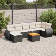 vidaXL Loungegrupp för trädgården med dynor 8 delar svart konstrotting