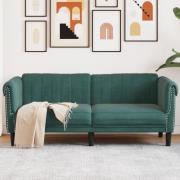 vidaXL Soffa 2-sits mörkgrön sammet