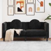 vidaXL Soffa med kuddar 2-sits svart sammet