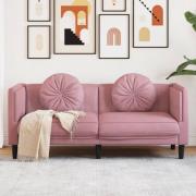 vidaXL Soffa med kuddar 2-sits rosa sammet