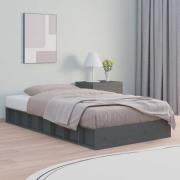vidaXL Sängram massivt trä 75x190 cm grå