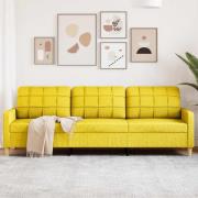 vidaXL 3-sitssoffa ljusgul 210 cm tyg