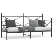 vidaXL Dagbädd utan madrass svart 90x200 cm stål