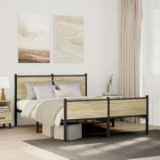 vidaXL Sängram utan madrass metall sonoma-ek 140x200 cm