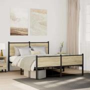 vidaXL Sängram utan madrass metall sonoma-ek 150x200 cm