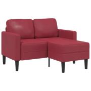 vidaXL 2-sitssoffa med schäslong L-formad vinröd 125 cm konstläder