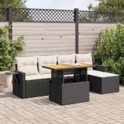 vidaXL Loungegrupp med dynor 6 delar svart konstrotting